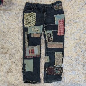 Free People Boho Patchwork Denim Jeans
